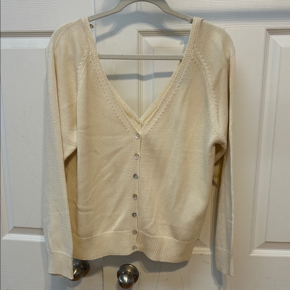 Zara Cream V-Neck Button Cardigan